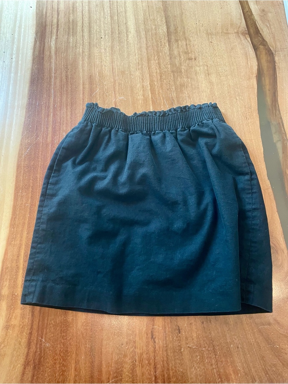 J.Crew Classic Black Elastic-Waist Linen-Cotton Mini Skirt